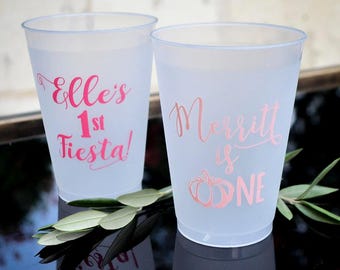First Birthday Party Cups, Frosted Plastic Cups, Kid's Birthday Cups, Custom 1st Birthday Cups, Custom Party Favors, Personalized Party Cups