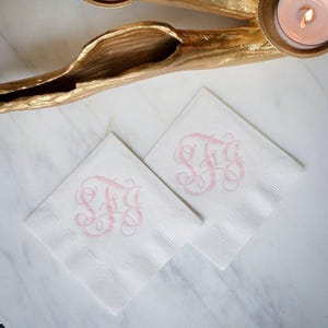 Vine Monogram 3 Ply Napkins, Custom Wedding Reception Beverage Napkins, Baby Shower, Bridal Shower, Appetizer Napkins, Cake Table Napkins