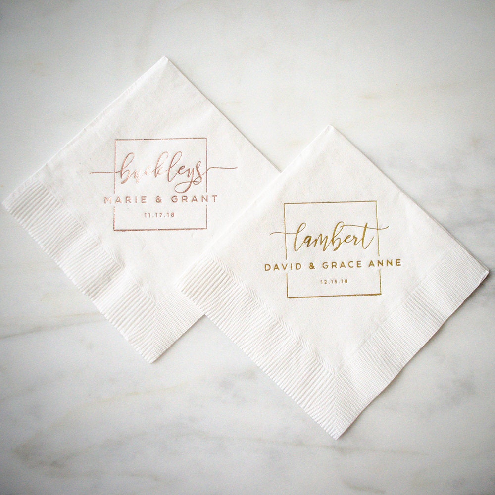 450 Personalized Wedding beverage napkins cocktail custom printed wedding favors 