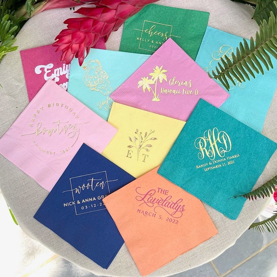 Custom Printed Spun Cloth Napkins With Logo or Wedding Text