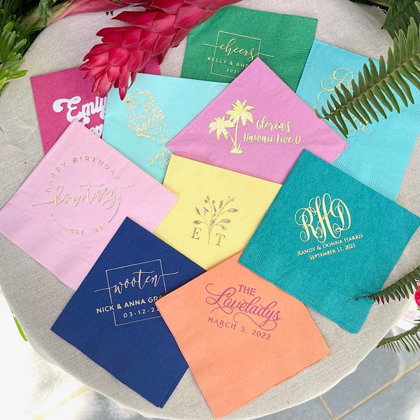 Personalized Party Napkins, 3ply Wedding Napkins, Customized Cocktail Foil Printed Napkins, Birthday Party Beverage Napkins, Baby Shower