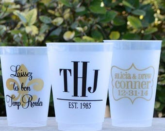 Customized Shatterproof Party Cups, Monogrammed Frost Flex Cups, Personalized Party Cups, Custom Barware, Party Favors, Bridal Shower