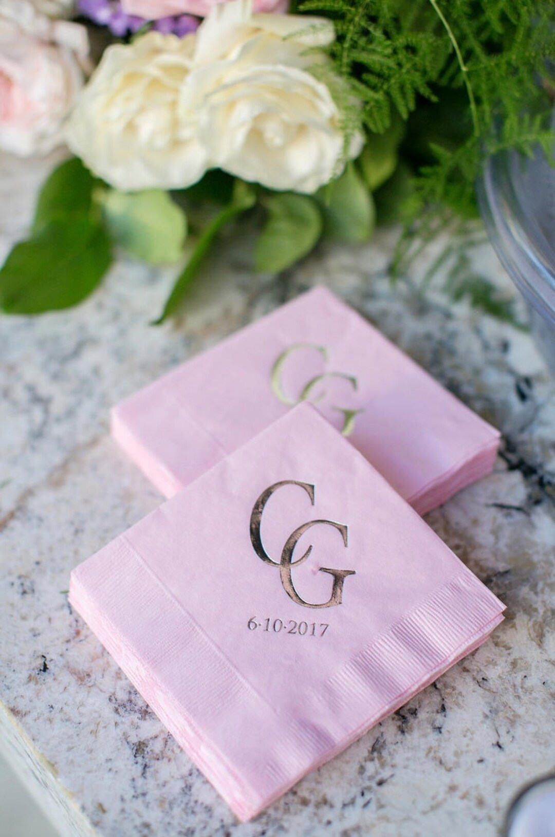 Personalized Wedding Monogram Napkins, Customizable Party Napkins