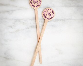 Personalized Wooden Stir Sticks, Single Initial Stir Sticks, Custom Drink Stirrers, Personalized Swizzle Sticks, Custom Barware