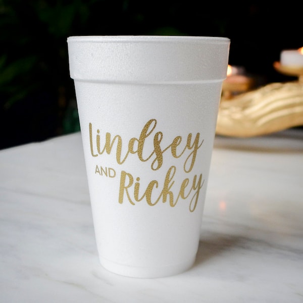 Engagement Party Personalized Cups,  Custom Printed Foam Cups, Engagement Shower Styrofoam Cups, I Do BBQ Cups, Personalized Cup