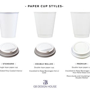 Custom Printed Paper Cups, Monogrammed Coffee Cups, Personalized Hot Drink Cups, Coffee Bar, Hot Chocolate Bar, Wedding Cups, Party Cups image 6