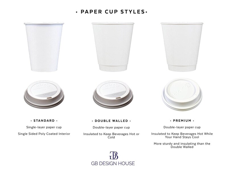 Custom Printed Paper Cups, Monogrammed Coffee Cups, Personalized Hot Drink Cups, Coffee Bar, Hot Chocolate Bar, Wedding Cups, Party Cups image 6