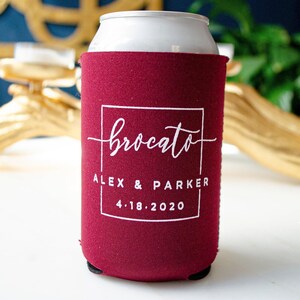 Contemporary Wedding Beer Coolies, Personalized Can Coolers, Custom Printed Can Coolies, Wedding Favors, Collapsible Neoprene Bottle Huggers image 5