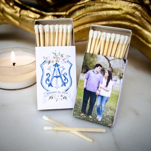 Wedding Photo Matches, Engagement Photo Matchboxes, Full Color Matches, Wedding Favors, Sparkler Send-Off, Cigar Bar, Engagement Party Decor