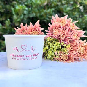 Initials connected with Heart Treat Cups, Customized Dessert & Candy Cups, Personalized Couple's Name Treat Cups, Wedding Soup Station Bowls
