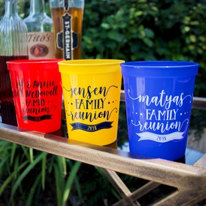 Customized Family Reunion Cups, Personalized Stadium Party Cups, Family Reunion Party Favors, Family Trip Cups, Personalized Drink Cups