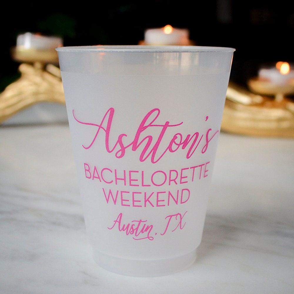 Custom Frosted Wedding Cups, Personalized Party Favors, Bachelorette  Shatterproof Plastic Cups - Yahoo Shopping