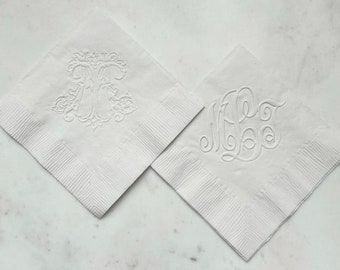 Embossed 3ply Beverage Party Napkins, Embossed Monogrammed Napkins, Beverage Napkins, Decorative Napkin, Wedding Shower, Custom Party Napkin