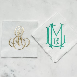 Custom Large Monogram Linen-Like Napkins, Printed Cocktail Napkins, Personalized Linun-Like Napkin, Beverage Napkin, Rehearsal Dinner Napkin