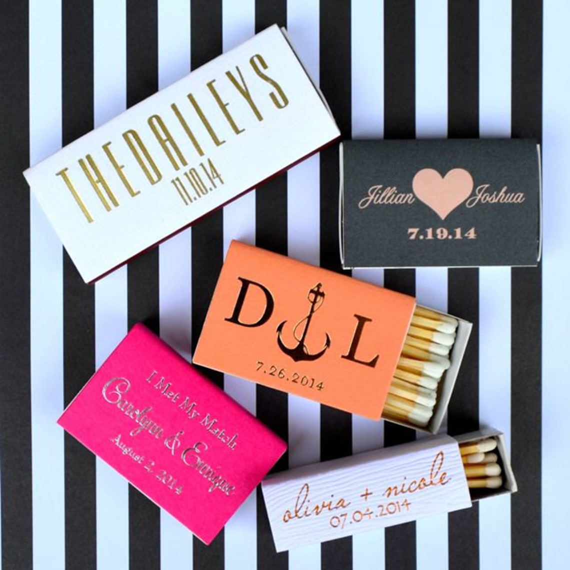 Custom Printed Matchboxes Personalized Wedding Favor Matches Etsy