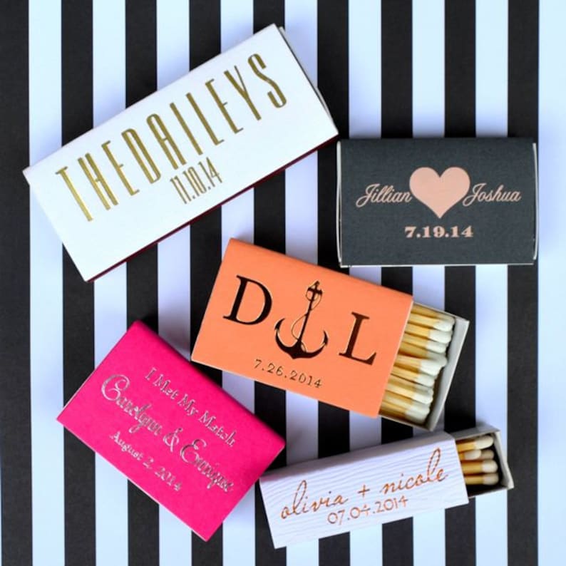 Custom Printed Matchboxes Personalized Wedding Favor Matches Etsy