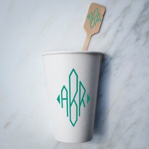 Customized Diamond Monogram Paper Cups, Coffee Bar Cups, Hot Cocoa Bar, Personalized Coffee Cups, Hot Chocolate Cups