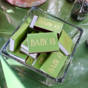 Custom Premium Baby Shower Matches, Premium Gold Foil Custom Matchboxes, Sparkler Send Off Matches, Wedding Favor Matches, Foil Party Favors