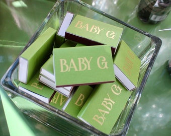 Custom Premium Baby Shower Matches, Premium Gold Foil Custom Matchboxes, Sparkler Send Off Matches, Wedding Favor Matches, Foil Party Favors