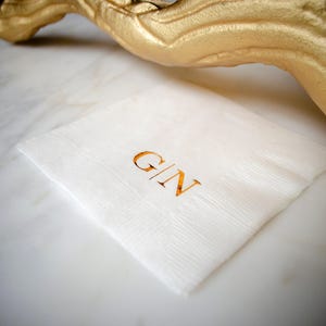 Simple Wedding Cocktail Napkins, Monogrammed Napkins, Personalized Napkins, 3 Ply Appetizer Napkins, Cocktail Hour, Engagement Party Decor image 4