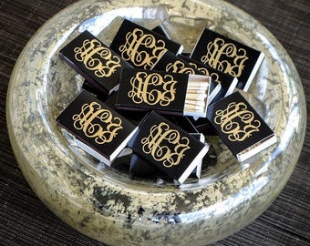 Monogrammed Wedding Matches, Personalized Wedding Matches, Custom Matchbook Wedding Monogram Favors, Custom Printed Matches, Cigar Bar
