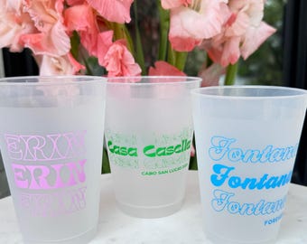 Fun and Modern Shatterproof Party Cups, Custom Frost Flex Drink Cups, Bachelorette Party Cups, Wedding Bar Party Cups, Frosted Cups