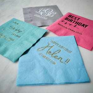 Personalized Wedding Monogram Napkins, Custom Napkins, Gold Foil Printed Napkins, Silver Foil Printed Napkins, Cocktail Napkins Bild 5