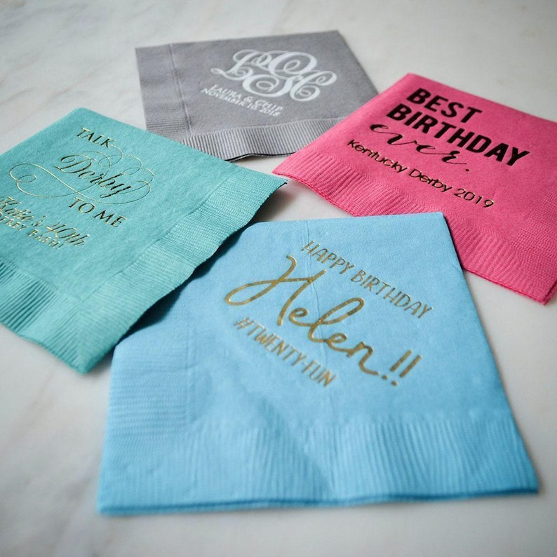 Personalized Wedding Monogram Napkins, Custom Napkins, Gold Foil Printed Napkins, Silver Foil Printed Napkins, Cocktail Napkins Bild 5