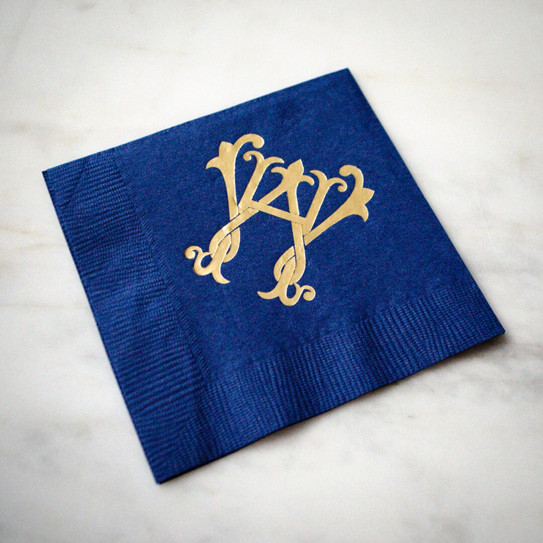 Interlocking Monogram Napkins, Personalized Napkins, 3 Ply Cocktail