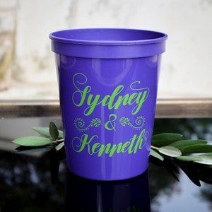 Custom Wedding Stadium Cups, Personalized Wedding Cups, Wedding Favors, Custom Plastic Cups, Wedding Reception, Printed Cups, Party Cups