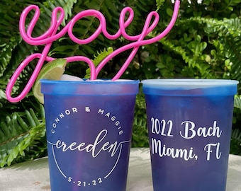 Custom Joint Bach Color Changing Cups, Custom Bachelorette Plastic Stadium Cups, Bachelor Party Favor, Color Changing Personalized Party Cup