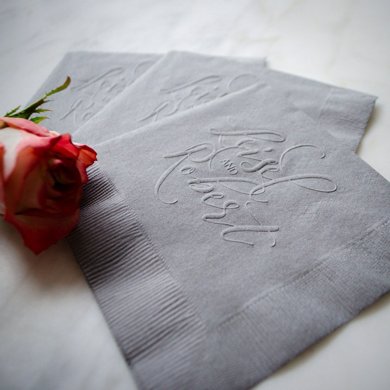 Embossed Engagement Party Napkins Personalized Wedding Etsy España