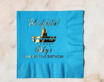 Let's Fiesta Luncheon 3ply Birthday Napkin, Birthday Luncheon Napkin, Luncheon Fiesta Napkin, 3ply Luncheon, Custom Foil Printed 3ply Napkin