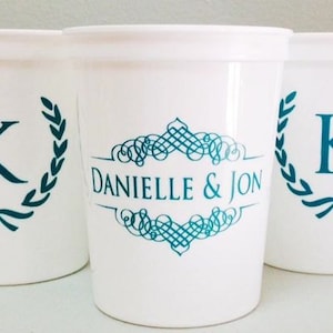 Monogrammed Stadium Party Cups, Personalized Plastic Cups, Graduation Party Favors, Custom Favors, Wedding Favors, Personalized Wedding