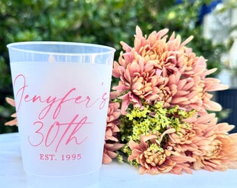 Customizable 30th Birthday Frosted Cups, Personalized Shatterproof Plastic Cup, Printed Milestone Birthday Cups, Printed Birthday Party Cups