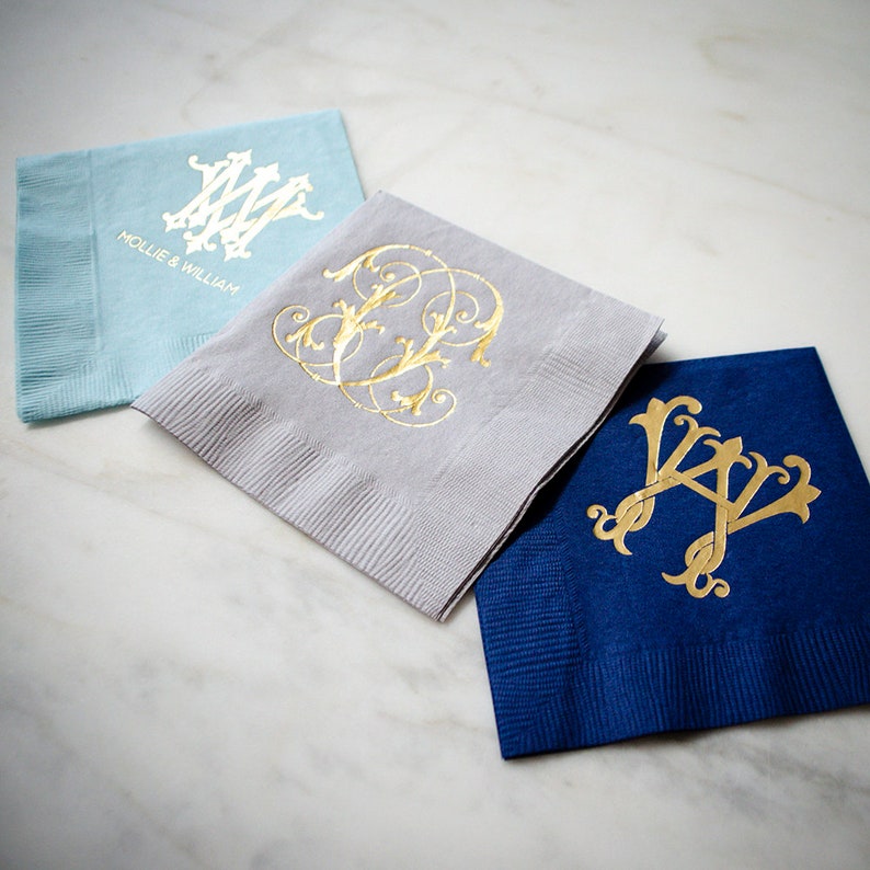 Custom Monogram Party Napkins Custom Logo Napkins Cocktail Etsy