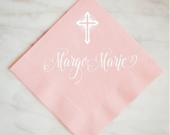 Personalized Baby Baptism Napkins - Christening Napkins, Custom Napkins, Foil Printed Napkins, Party Cocktail Napkins