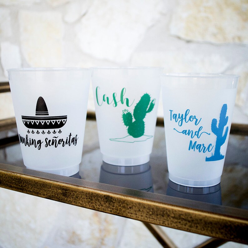 Scripted Cups Colored Ink Script Names Shatterproof Wedding Cups, Bride Groom Name ...