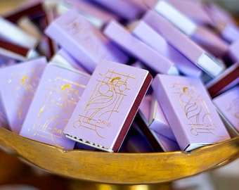 Gold Foil Wedding Matchboxes, Custom Designed Matchbox Favors, Personalized Wedding Matchbox, Sparkler Send Off Matches, Wedding Day Favors