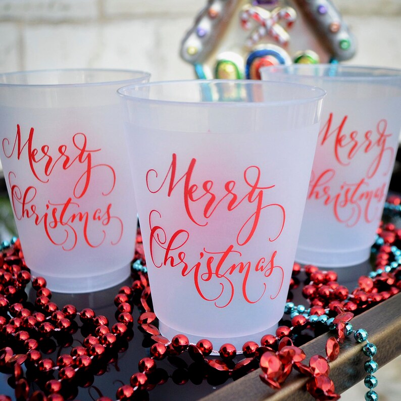 Merry Christmas Party Cups Holiday Party Cups Set of 10 Etsy