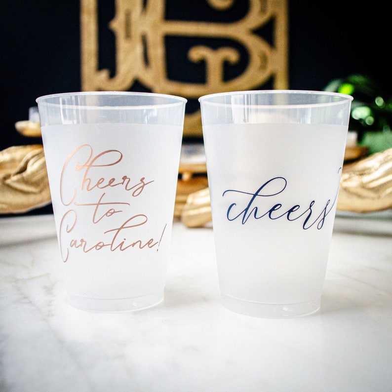 Personalized Frosted Plastic Cups Signature Cocktail Cups Etsy