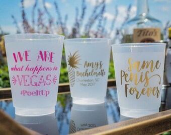 Shatterproof Bachelorette Party Cups, Frost Flex Cups, Wedding Cups,  Personalized Party Favors, Frosted Party Cups, Printed Cups