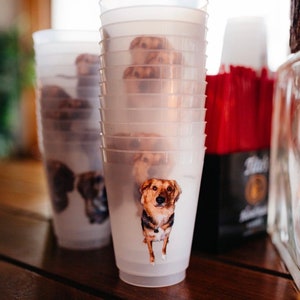 Full Color Photo Frosted Cups, Custom Vibrant Shatterproof Cups, Dog Photo Wedding Cup, Wedding Cup Favors, Custom Art Frost Flex Logo Cups