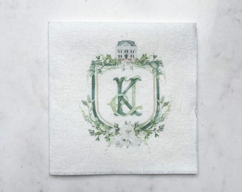 Custom Full Color Linen-Like Napkins, Full Color Crest Napkins, Wedding Full Color Linen Like Napkins, Personalized Full Color Event Napkins