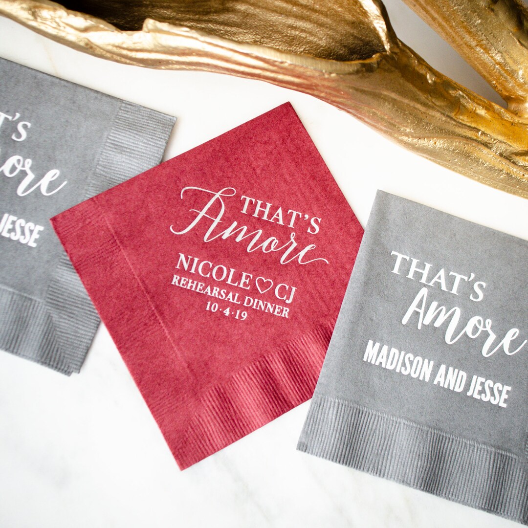 Rehearsal Dinner Cocktail Napkins, That's Amore Custom Printed Napkins