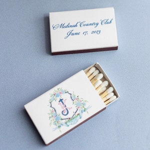 Full Color Wedding Matchboxes, Full Color Crest Country Club Wedding Matches, Full Color Wedding Favor, Sparkler Send Off Match, Full Color