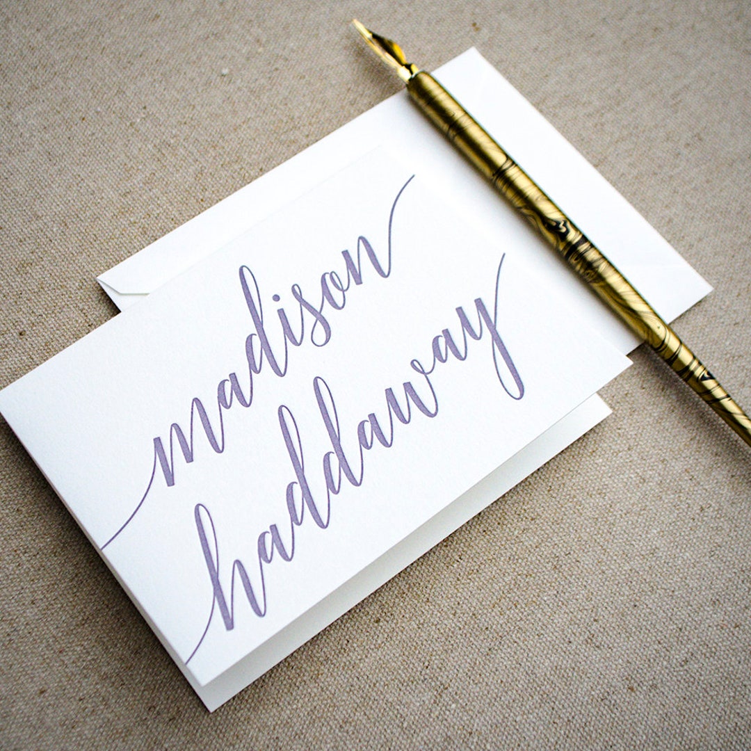 Custom Name Letterpress Folded A2 Stationery & Envelope Set ...
