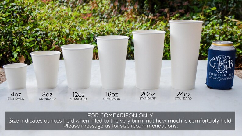 Custom Printed Paper Cups, Monogrammed Coffee Cups, Personalized Hot Drink Cups, Coffee Bar, Hot Chocolate Bar, Wedding Cups, Party Cups image 3