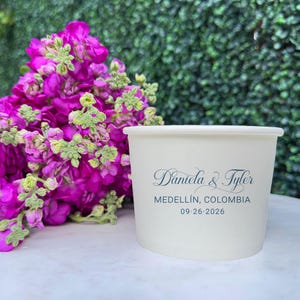 Customized Wedding Paper Treat Cups,Hot/Cold Treat Cups, Disposable Custom Paper Treat Cups,Wedding Ice Cream Dessert Bar, Soup Station Bowl