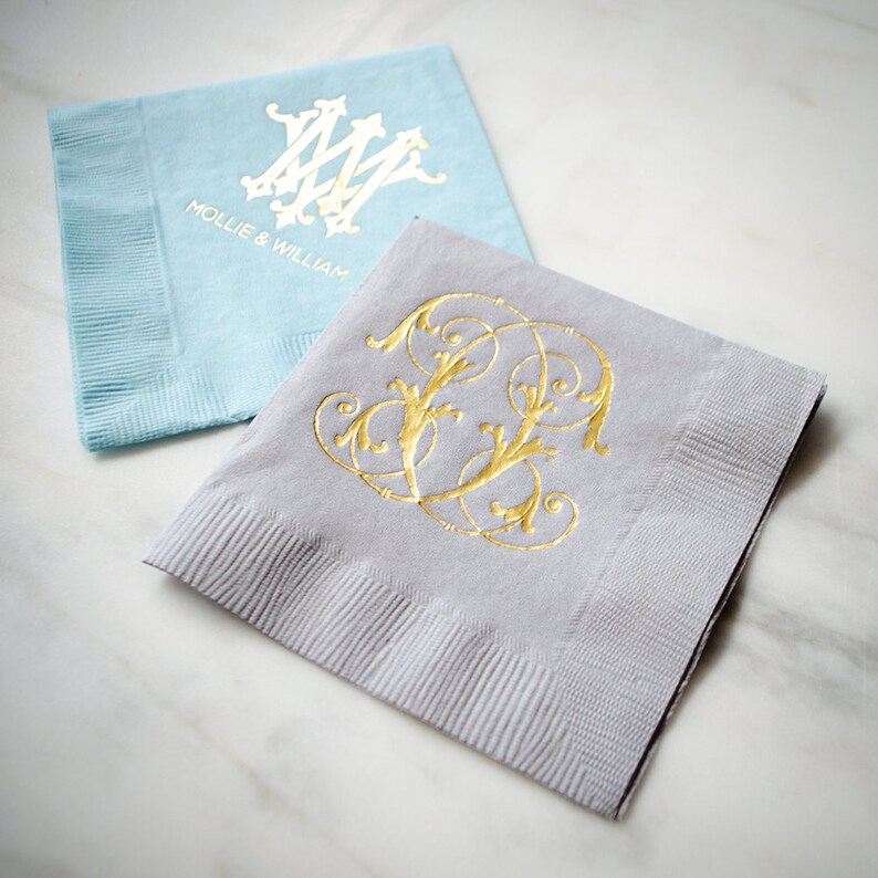 Custom Monogram Party Napkins Custom Logo Napkins Cocktail Etsy